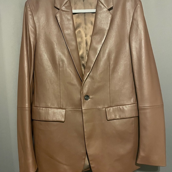 Zara Men’s brown leather blazer - Picture 1 of 2